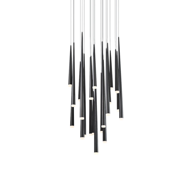Cascade 21-Light Aged Brass and Frosted Glass LED Pendant