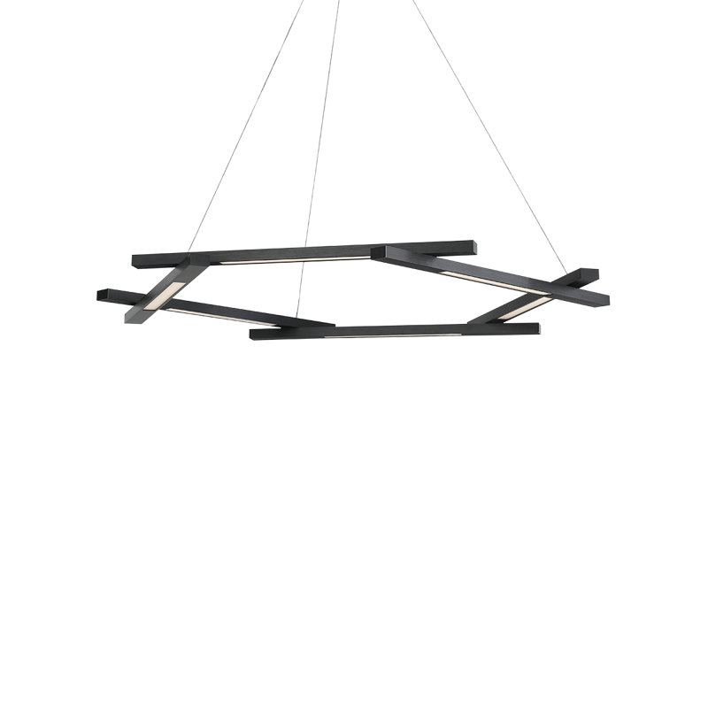 Lux Black Crystal 6-Light LED Geometric Chandelier with Frosted Acrylic