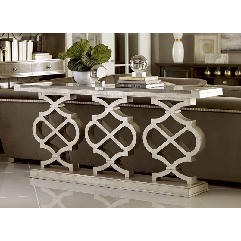 Morrissey 75'' Silver Stone Top Console Table