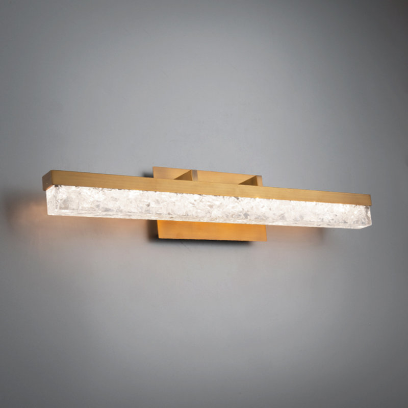Minx Aged Brass Dimmable LED Vanity Light with Reclaimed Crystal