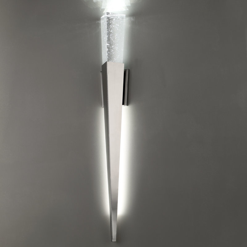 Polished Nickel LED Wall Sconce with Clear Seeded Glass