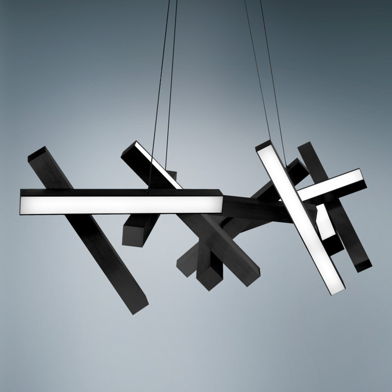Ecliptic Chaos Black Crystal LED Chandelier with Acrylic Diffuser