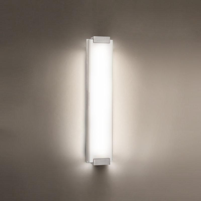 Brushed Nickel Dimmable LED Bath Bar with Frosted Glass