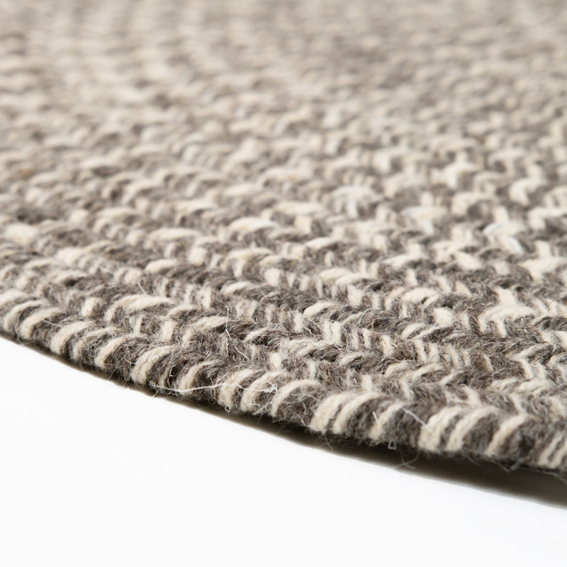 Gray Oval Braided Wool 2' x 3' Rug