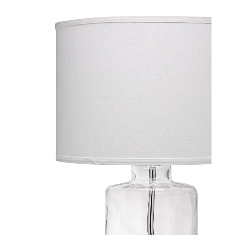 Napa Clear Glass Table Lamp with White Linen Shade