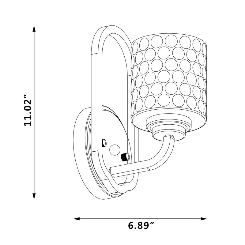 Modern Black Metal & Glass Dimmable Wall Sconce with Cylindrical Shade
