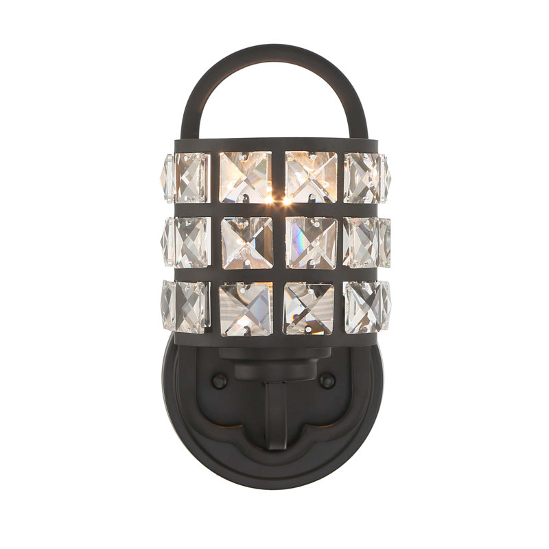 Matte Black Crystal Dimmable Vanity Sconce