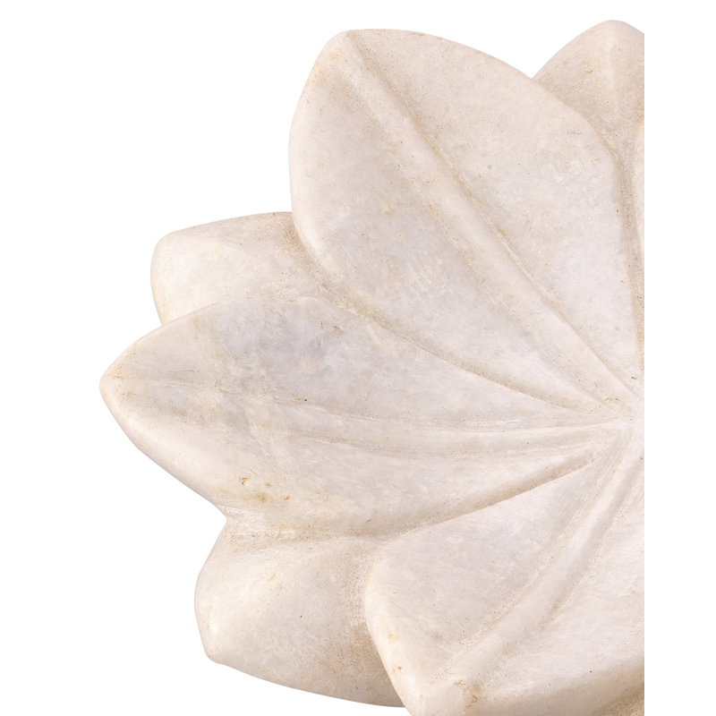 Set of 3 Small White Lotus Marble Decorative Plates