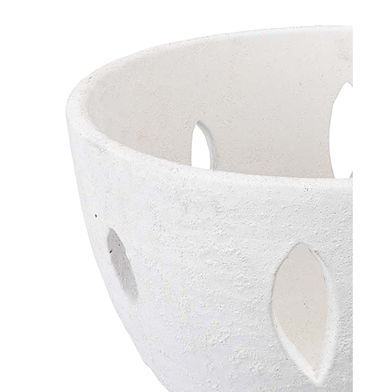 White Ceramic Rustic Round Decorative Bowl