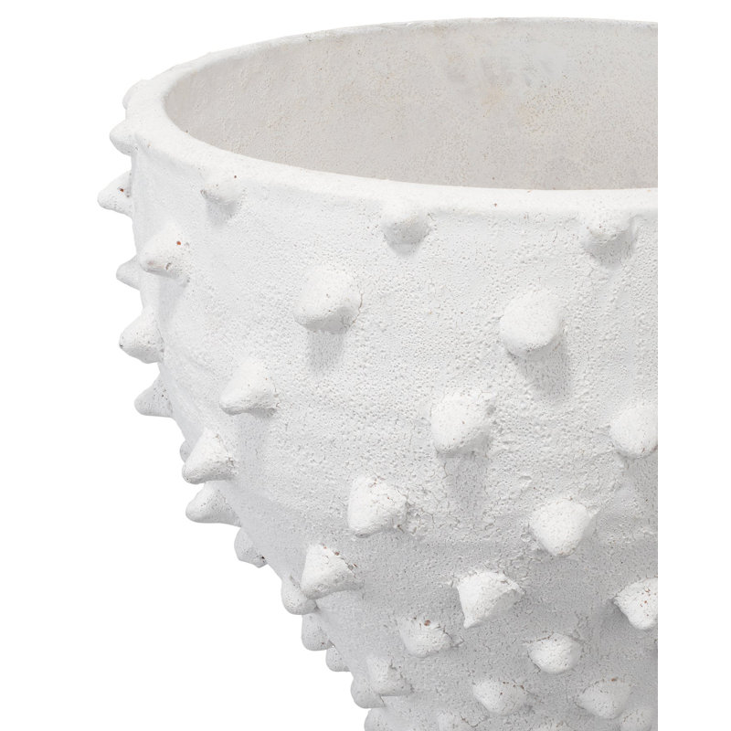 White Ceramic Decorative Table Vase with Spiked Design