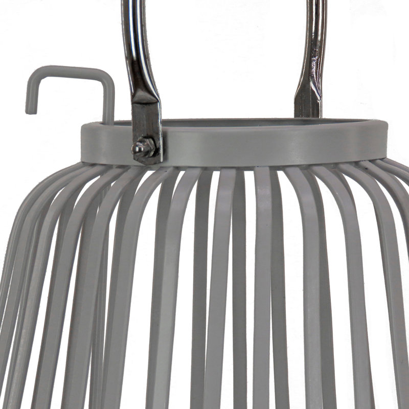 Gray Ribbed Steel Indoor/Outdoor Candle Lantern