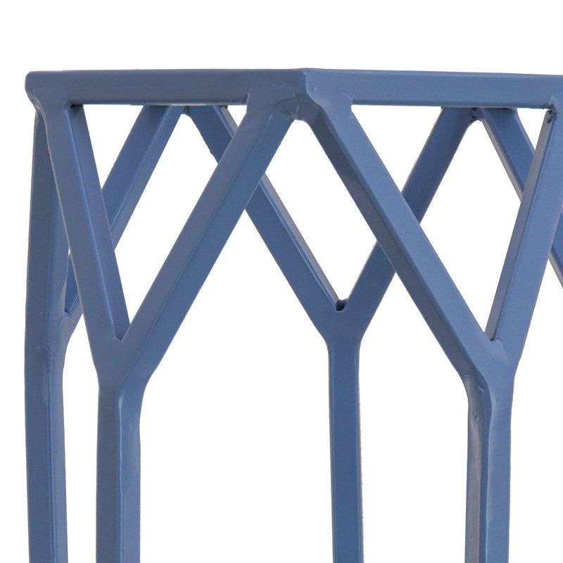 11.5" Ice Melt Blue Iron Candle Lantern