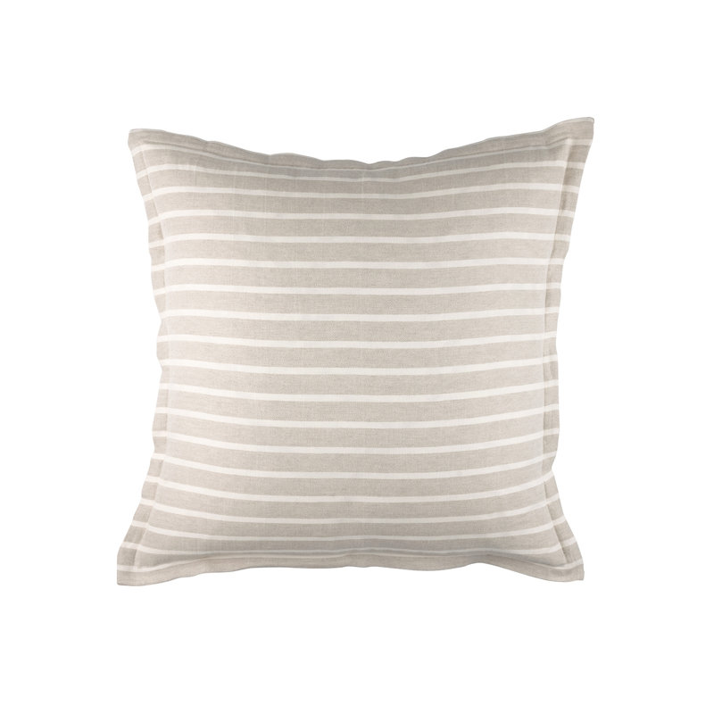 Meadow Striped Cotton-Linen Euro Pillow in Natural and White