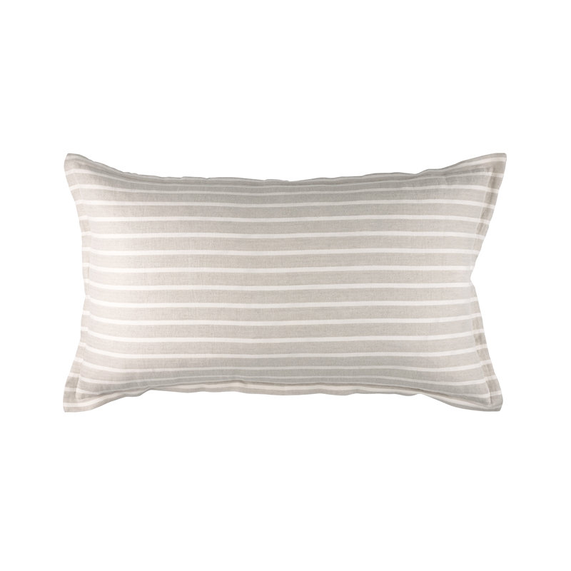 Natural and White Striped Cotton Linen King Pillow