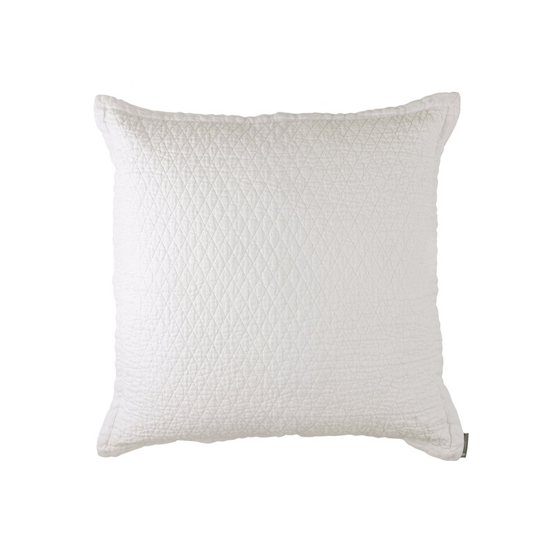 White Quilted European Medium Pillow with Cotton Blend Cover
