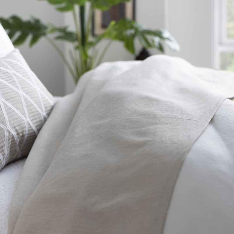 King-Sized Beige Cotton Linen Summer Blanket