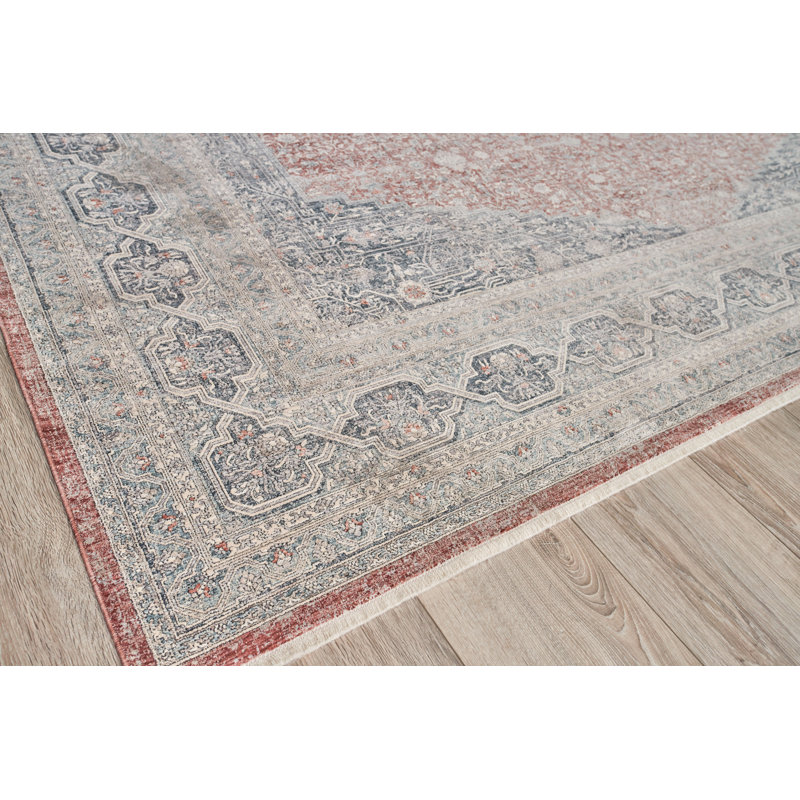 Heritage Red and Navy Synthetic 12' x 15' Area Rug