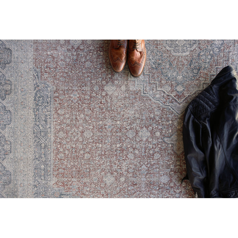 Heritage Red and Navy Synthetic 12' x 15' Area Rug
