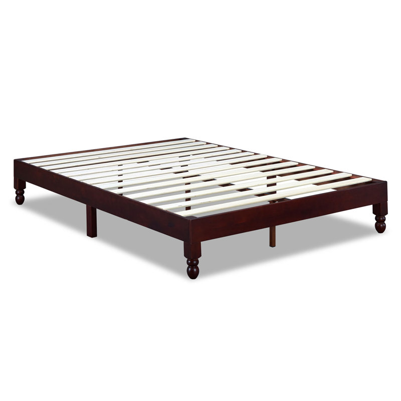 Espresso Pine Wood King Platform Bed with Slats
