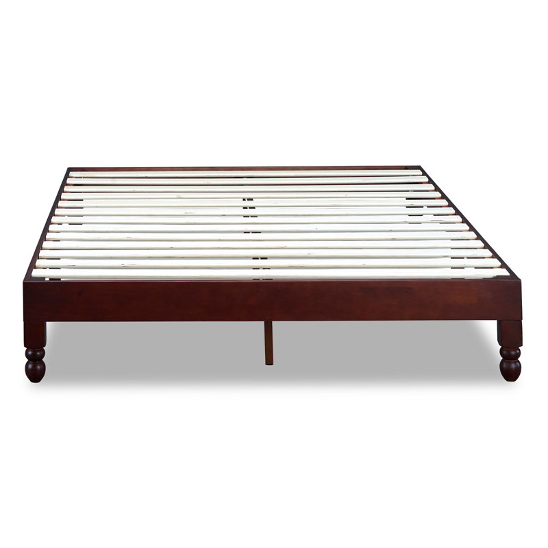 Espresso Pine Wood King Platform Bed with Slats