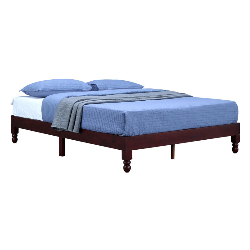 Espresso Pine Wood King Platform Bed with Slats