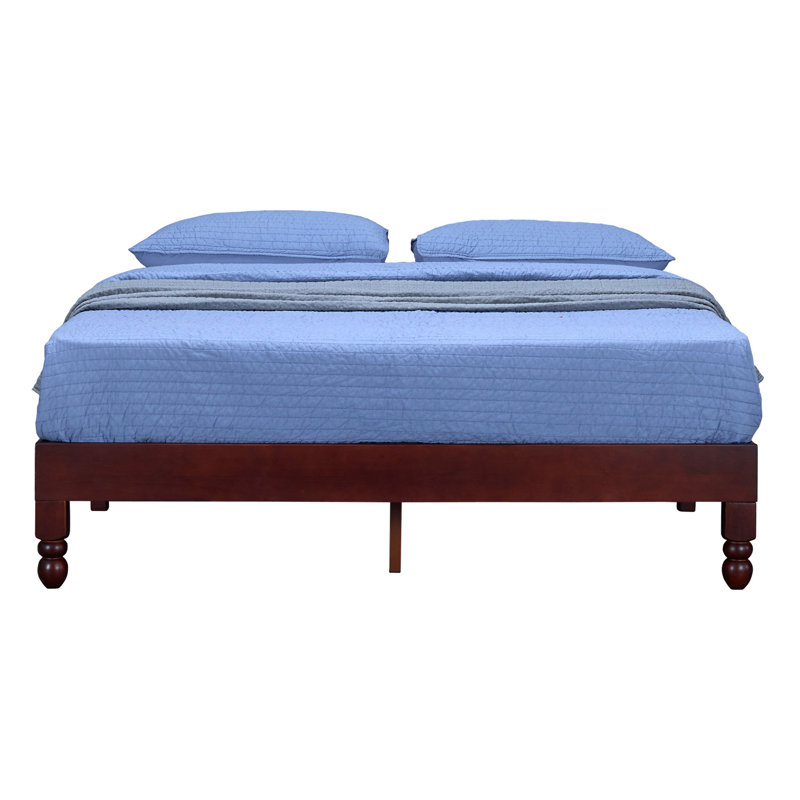 Espresso Pine Wood King Platform Bed with Slats