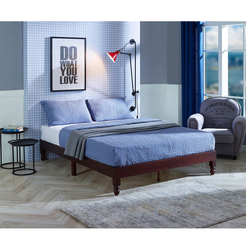 Espresso Pine Wood King Platform Bed with Slats