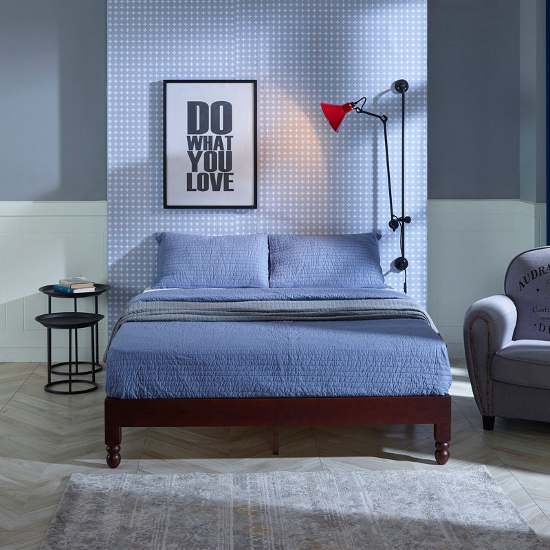 Espresso Pine Wood King Platform Bed with Slats
