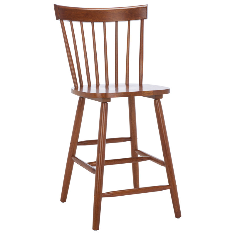 Walnut Solid Wood Counter Stools with Spindle Back, Set of 2