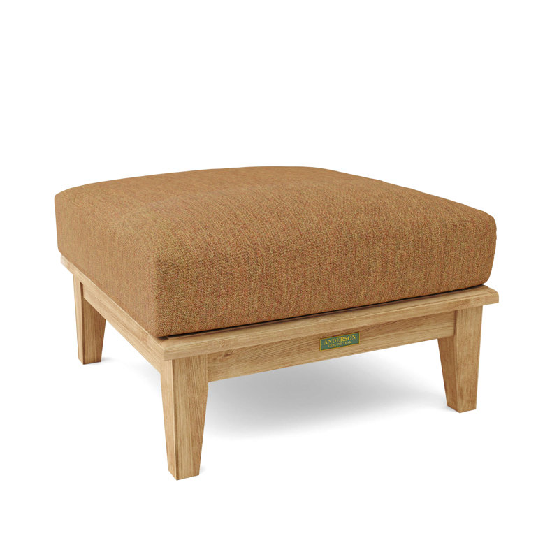 Brianna Red Cushion Teak Outdoor Ottoman