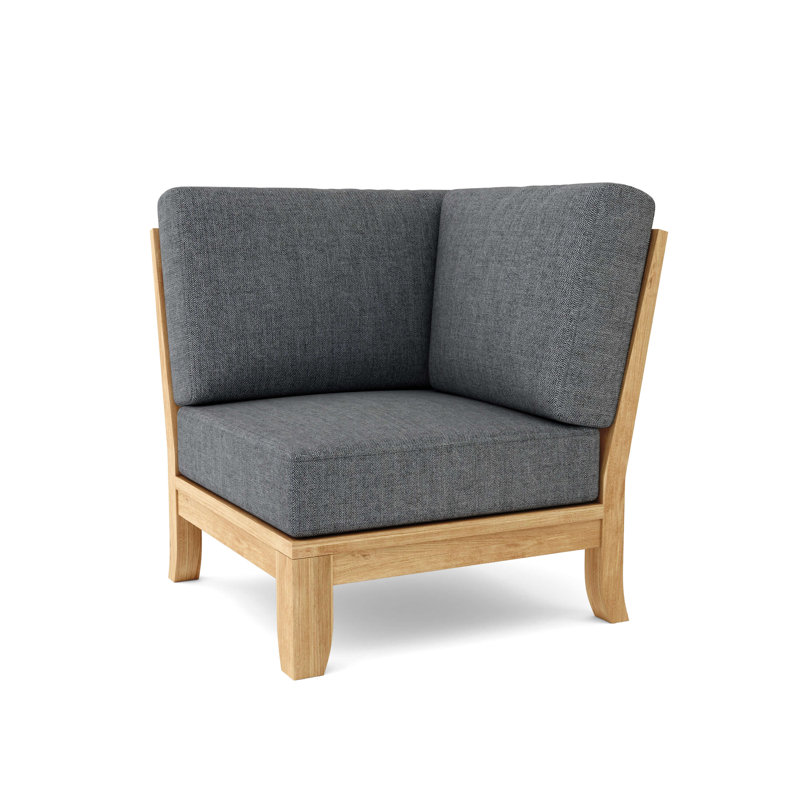 Luxe Gray Teak Outdoor Corner Lounge Chair