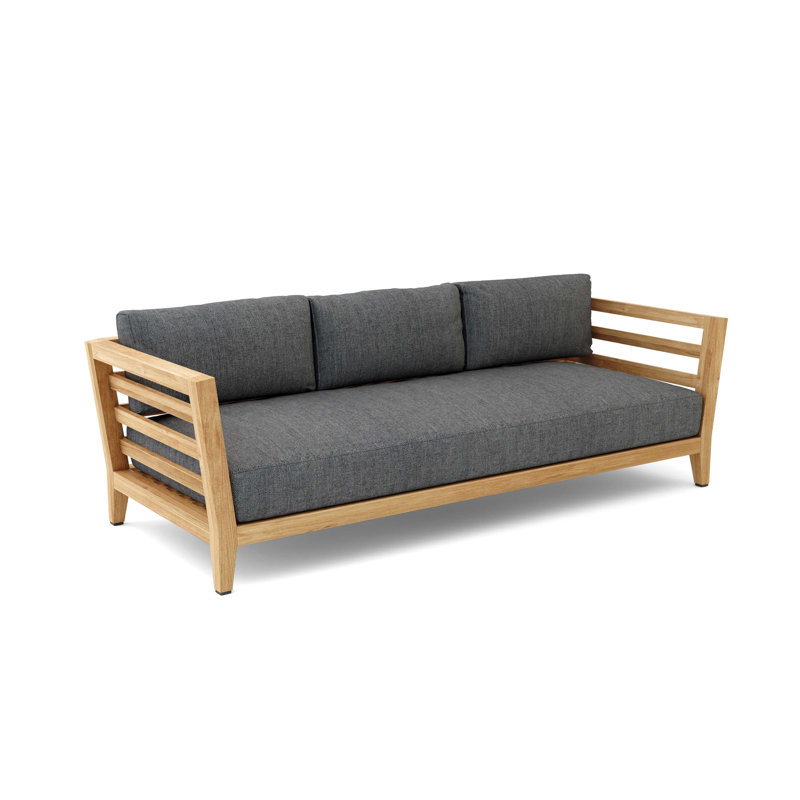 Natural Finish Teak 3-Seater Outdoor Bench with Sunbrella Cushions