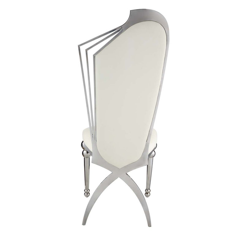 Elegant Beige Faux Leather Side Chair with Chrome Metal Frame