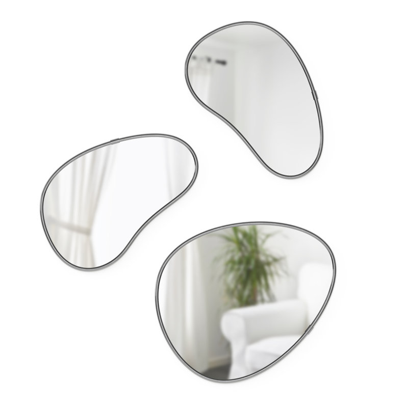Set of 3 Organic-Shaped Metallic Frame Mirrors