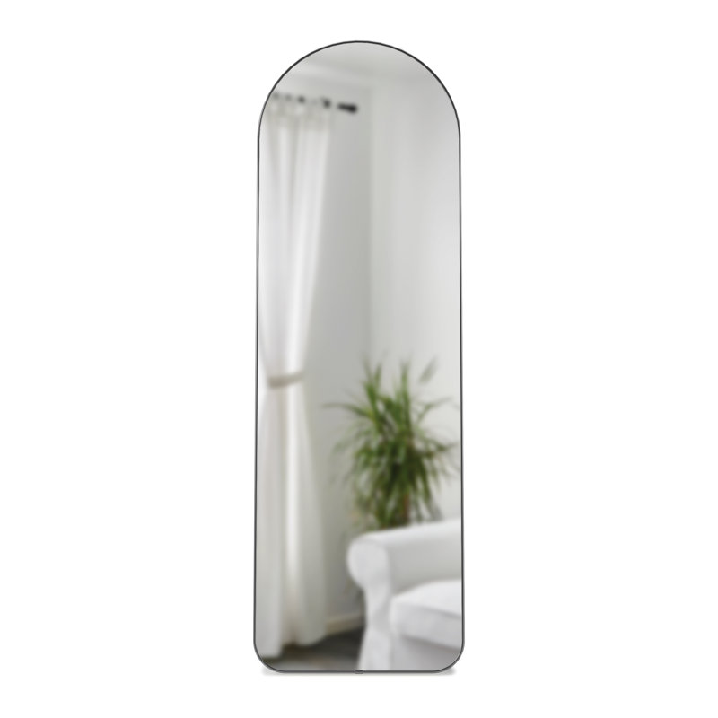 Black Arch Full-Length Leaning Mirror with Metallic Frame