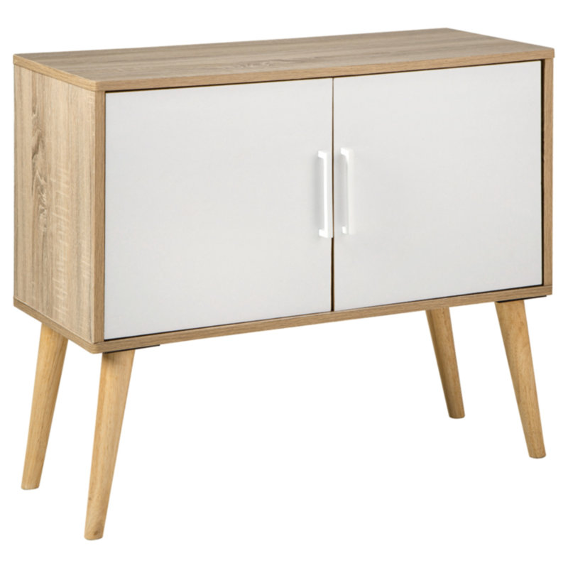 Transitional Orinfield 2-Door Freestanding Cabinet with Adjustable Shelving - White/Beige