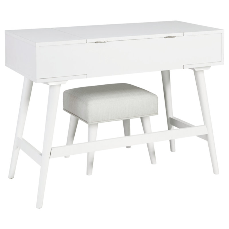 White 40" Modern Vanity with Bench and Drawers