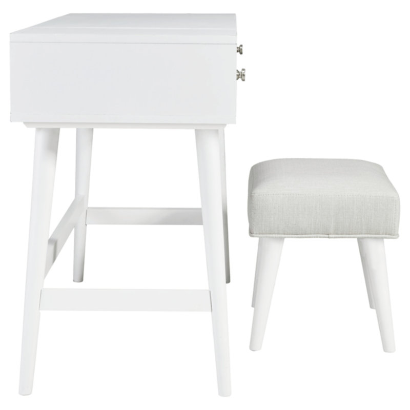 White 40" Modern Vanity with Bench and Drawers