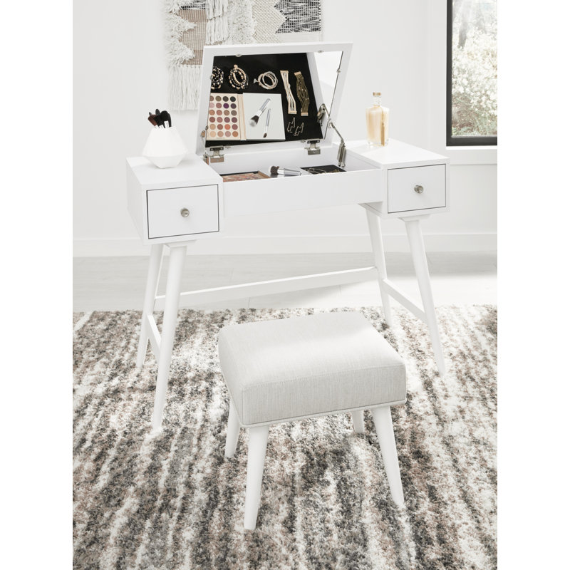 White 40" Modern Vanity with Bench and Drawers