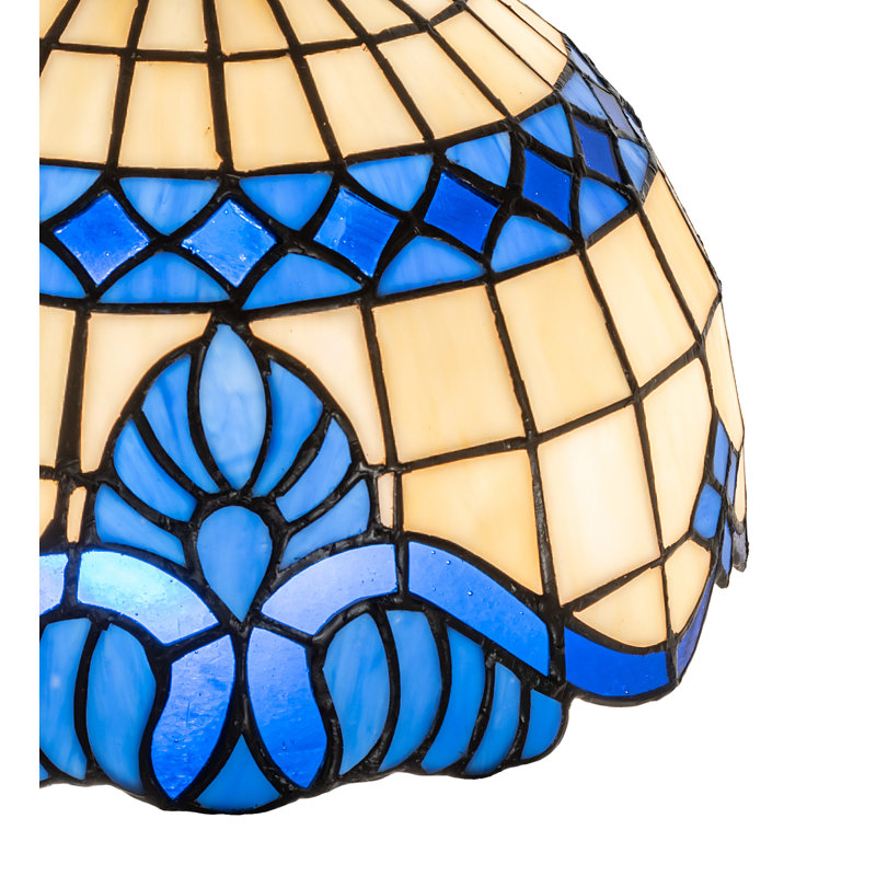 Elegant Baroque 1-Light Accent Table Lamp in Blue Stained Glass
