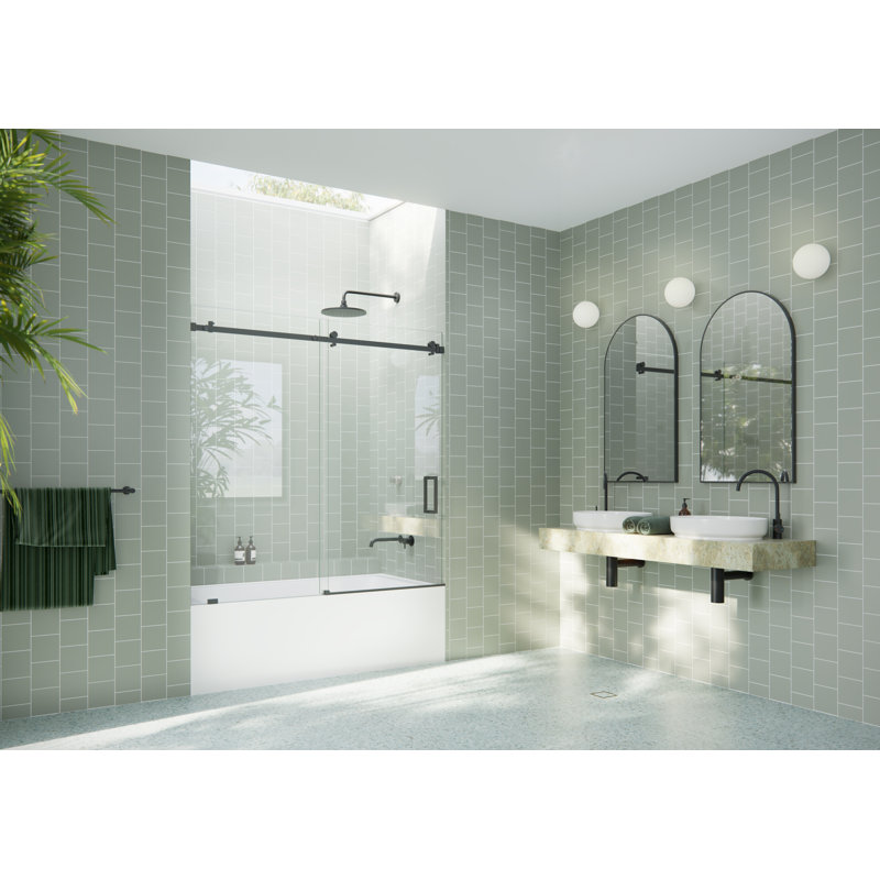 Astro 60" Frameless Sliding Bathtub Door in Matte Black