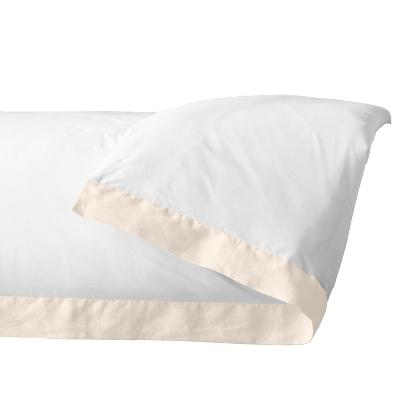 Twin White and Linen Cotton Percale Duvet Cover