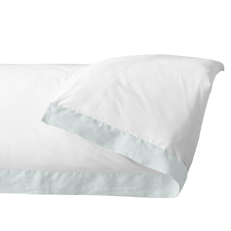 Twin White and Linen Cotton Percale Duvet Cover