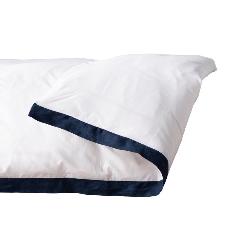 Twin White and Linen Cotton Percale Duvet Cover