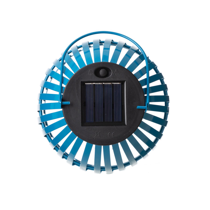 9.75" Blue Metal Solar Powered Hanging Lantern