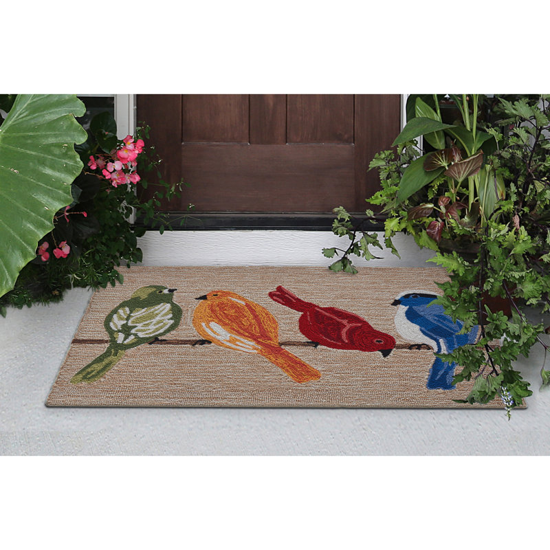 Frontporch Hand-Tufted Blue Birds Indoor/Outdoor Easy Care Rug