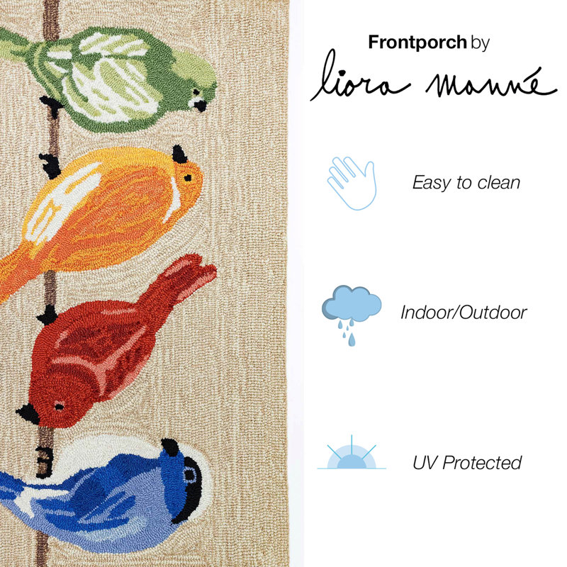 Frontporch Hand-Tufted Blue Birds Indoor/Outdoor Easy Care Rug