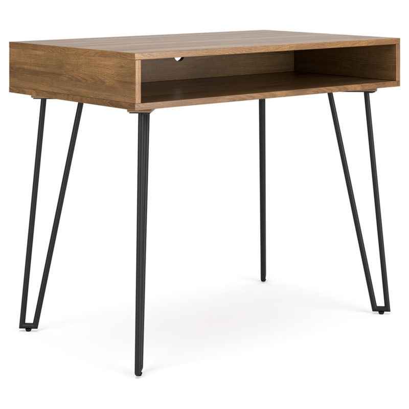 Strumford 36" Brown Wood and Black Metal Home Office Desk