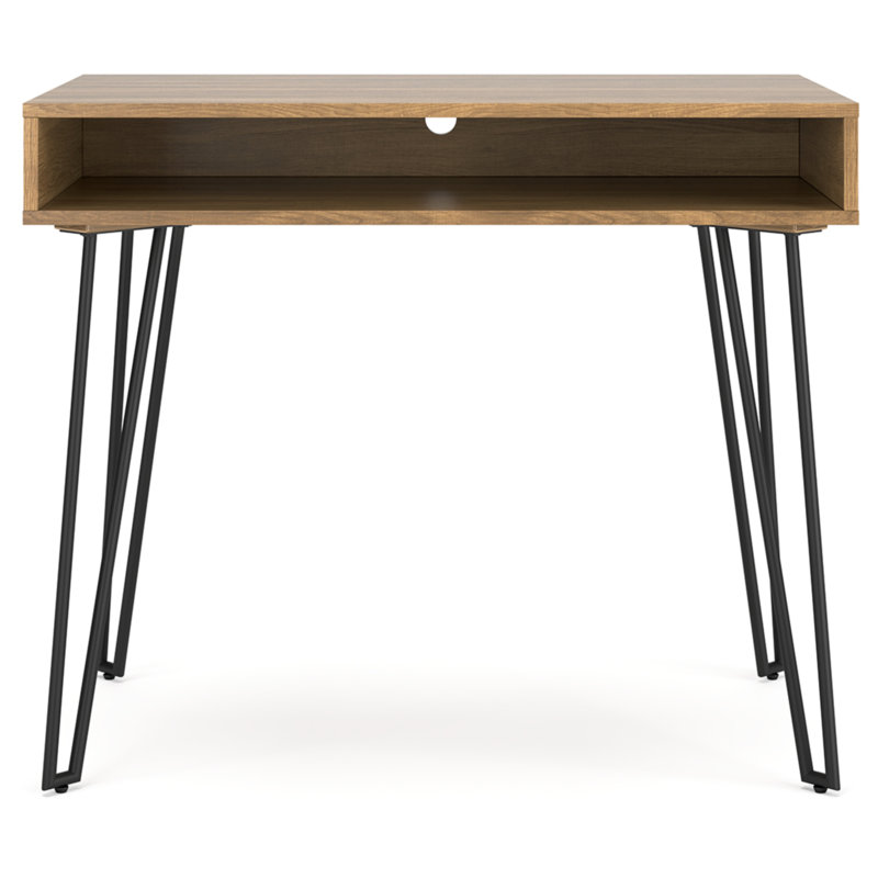Strumford 36" Brown Wood and Black Metal Home Office Desk