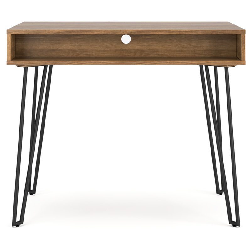 Strumford 36" Brown Wood and Black Metal Home Office Desk